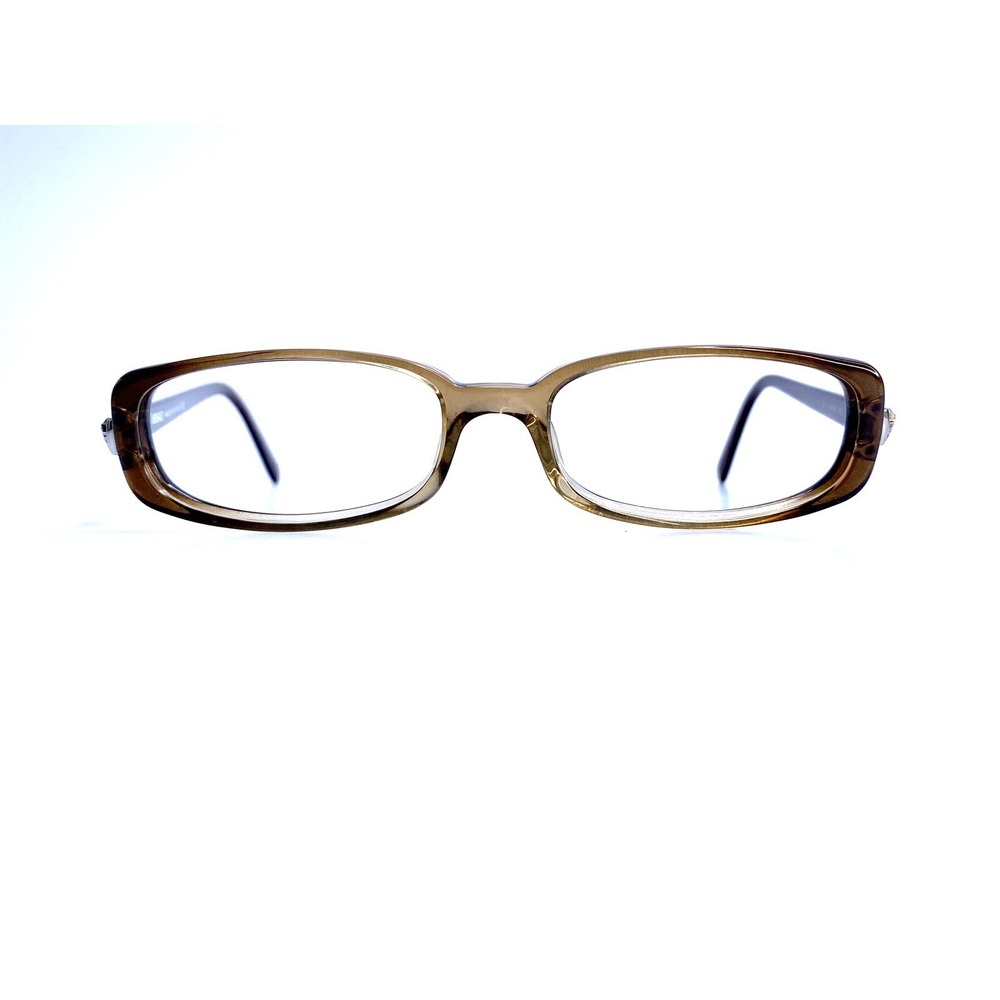 Versace Brown Acetate Rectangular Glasses Silver Medusa Italy MOD V55 50 16 130